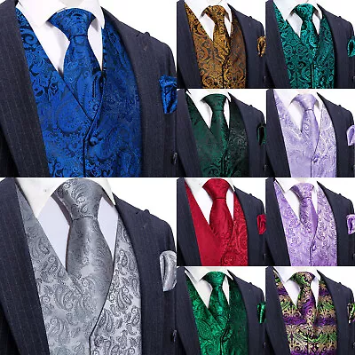 Business Mens Waistcoat Tops Formal Dress Wedding Vest Jacket Coat Size S 3XL • $24.99