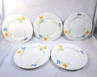 5 Vtg VERA For Mikasa Mariposa BUTTERFLY 10.5  Dinner Plates Bone China JAPAN • $62.99