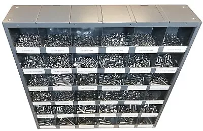 2510 Piece Stainless Steel 18-8 Nut Bolt & Washer Assortment W Metal Bolt Bin • $445