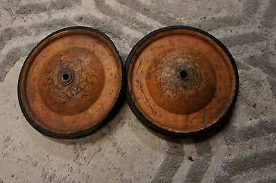 Pair (2) Vintage Antique Metal 8.25  Pedal Car Stroller Toy Vtg Moon Wheels • $28