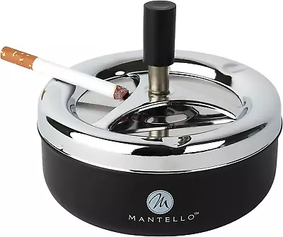 Round Push Down Cigarette Ashtray With Spinning Tray Large Black • $19.63