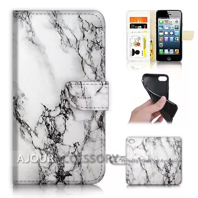 ( For IPhone 7 Plus ) Wallet Flip Case Cover AJ21387 Marble Pattern Carrara • $12.99