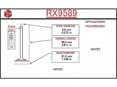 Engine Exhaust Valve-SOHC Eng Code: ALH ITM RX9589 • $21.47