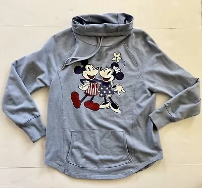 Disney Parks Minnie And Mickey Sweater Sweatshirt Blue Vintage Style Cowl Neck • $15