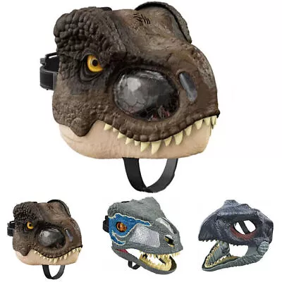 Jurassic World Velociraptor Dinosaur Moving Mask Halloween Cosplay Party Props • £20.19