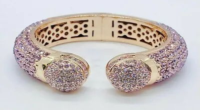 HSN Joan Boyce  Kissable  Rose Tone  Pave Pink Crystal Cuff Bracelet M/L • $99.99