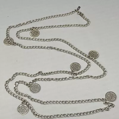 Monet Necklace Vintage Silver Tone Disc Dangle Fringe Station Chain Multi Strand • $19.99