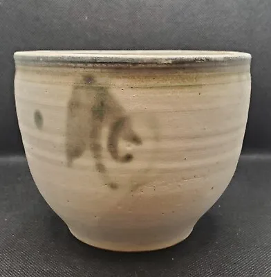 $22.80 • Buy  Studio Pottery Wheel Thrown Stoneware Bowl Matte Glaze With Swirls Leaf Signed 
