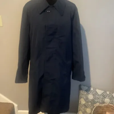 Sears Mens Store Navy Blue Trench Coat Vintage Size 40 • $40.99