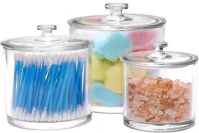 $15.97 • Buy Multipurpose Clear Acrylic Apothecary Candy Jars With Lids 3-Count