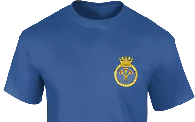 HMS Royal Navy Ship Aircraft Carrier Crest Printed T Shirts British Naval Crest • £13.99