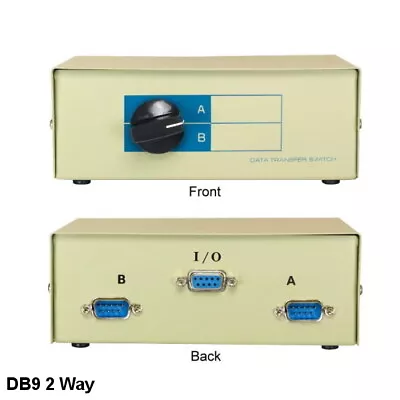 KNTK DB9 Male 2 Way Data Transfer Switch Box Rotary Type RS-232 D-Sub 9 Pin PC • $32.37