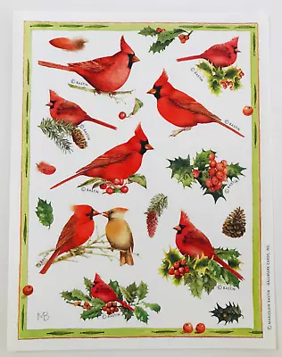 VTG Hallmark Stickers Christmas Marjolein Bastin Red Cardinals Holly Pine NEW • $6.95