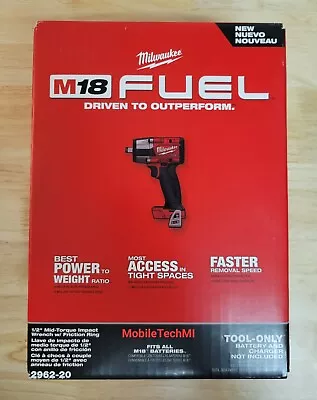 Milwaukee M18 FUEL 1/2  Mid-Torque Impact Wrench 18V 2962-20 NIB - Tool Only • $179.98