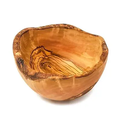 Olive Wood Round Bowl Rustic Handmade Curved 18cm Food Salad Snack Serving Dish • £39.99