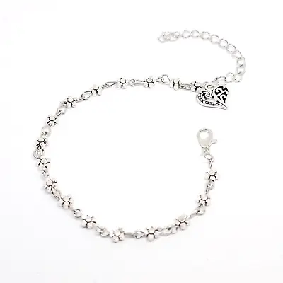 Silver Daisy Chain Bracelet Love Heart Bracelet Jewellery Brand New • £3.30