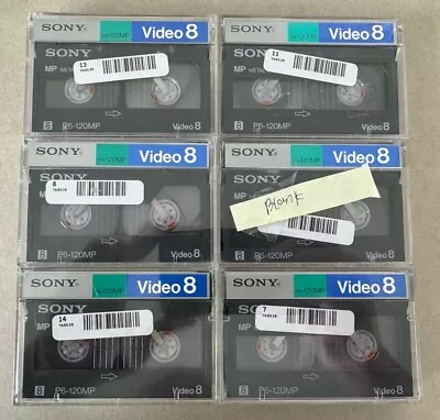 Lot Of 6 SONY Tapes 8mm Metal MP-120MP 120min Video Cassette Video 8 USED • $22.27