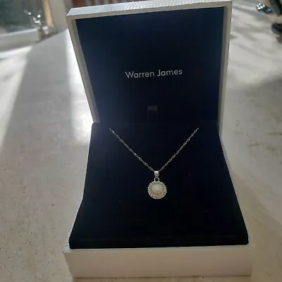 Warren James Freshwater Pearl And Crystal Sterling Silver Pendant Necklace. • £15