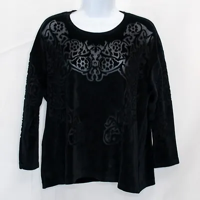 $18.89 • Buy Zara WB Collection Velvet Burnout Top Women M Medium Black Pullover Casual Q07X