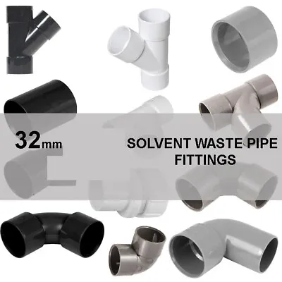 PVC  32mm  Solvent Waste Pipe Fittings | Black | Grey | White Duraplast • £1.89