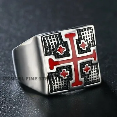 MENDEL Gold Plated Mens Knights Templar Maltese Cross Crusader Ring Size 7-15 • $11.99