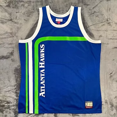 Mitchell & Ness Basketball Jersey Men XL Atlanta Hawks Blue Vintage Retro NEW • $49.98