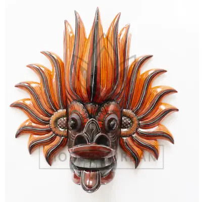 Sri Lankan Hand-Carved & Painted Traditional Hanging Wooden Mask Of Fire Devil • $132.99