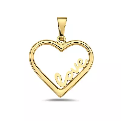 14K Yellow Gold Dainty Love Inside Heart Cute Charm Pendant • $67.99