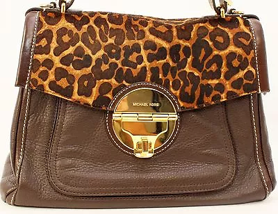 Michael Kors NWD Margo Lrg Top Handle Leather Satchel MSRP $448 Leopard/Brown  • $353