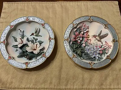 2 Wall Plates Rose Color Dawn And Crimson Blush By Lena Liu Morning Jewels Coll. • $25
