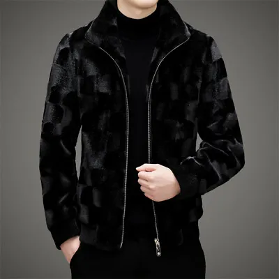 Winter Mink Fur All-in-one Short Coat Men Business Thickened Casual Leather Coat • $190.31