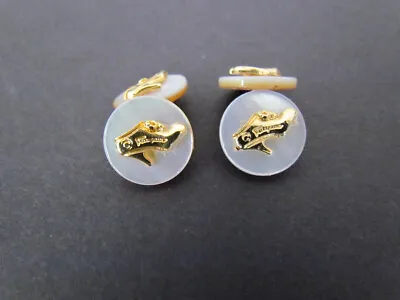 Vintage Ferragamo Cufflinks Shoe Motif Mother Of Pearl Gold Tone • $75