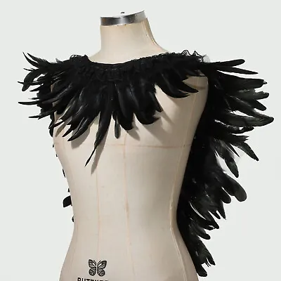 Feather Lace Shrug Shawls Ribbon ShoulderWrap Cape Gothic Victorian Costumes HQ • $12.63