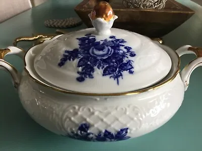 Schumann Vegetable Dish Arzberg Echt Cobalt Blue Roses Porcelain 10” • $39.99
