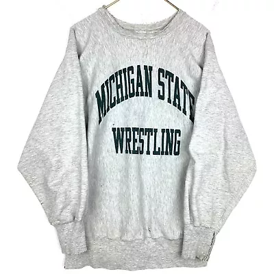 Vintage Champion Reverse Weave Michigan State Sweatshirt Medium Gray • $50.99