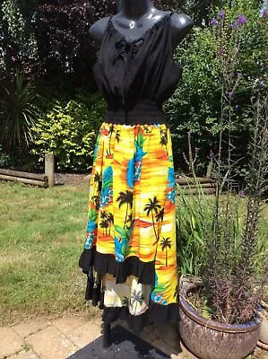 New...jamaican Plamtree Print Ruffle Dress...12-14 • £22.99
