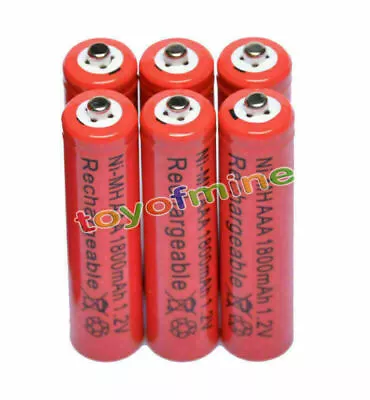 6x AAA 1800mAh 1.2V Ni-MH Rechargeable Battery 3A Red Cell For MP3 RC Toys • $12.39