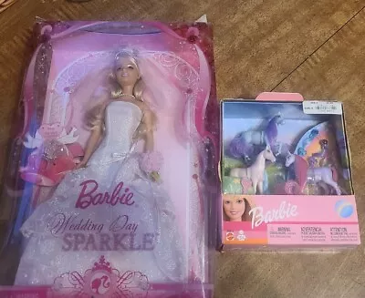 NIB 2008 Barbie Wedding Day Sparkle Doll W/ Ring & NIB 2002 Miniature Show Horse • $7