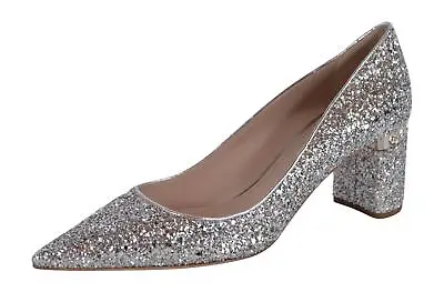 New MIU MIU Donna Silver Glitter Crystals Pumps Heels Shoes 38 51500C 3B4X • $343.60