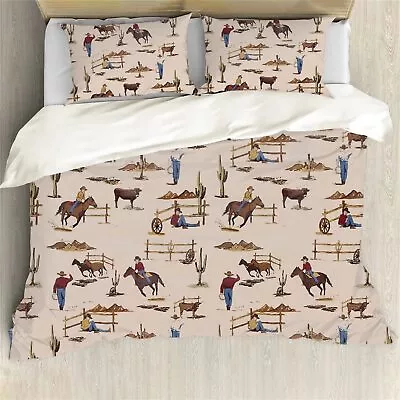 Western Duvet Cover Twin Size Cowboy Bedding Set Exotic Retro Style Comforter Co • $58.46
