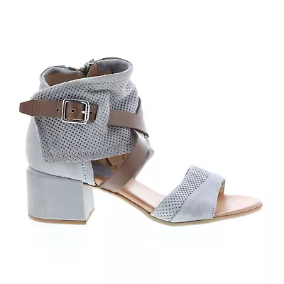 Miz Mooz Bradley P13006 Womens Gray Leather Heeled Sandals Shoes • $36.99