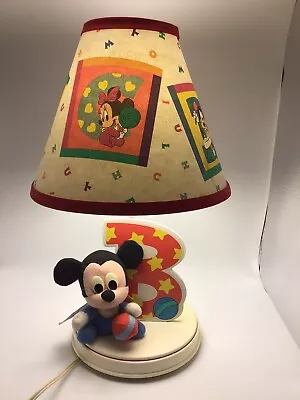 Vintage Disney Mickey Mouse Child Nursery Night Light & Lamp W/ Shade (1981) • $26.39