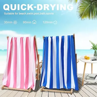 Striped Microfibre Lightweight Beach Towel Quick Dry Travel Towel Bath Sheet UK • £3.99