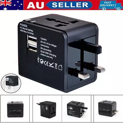Universal 2 USB International Travel Adapter Power Plug Charger Converter Socket • $13.20