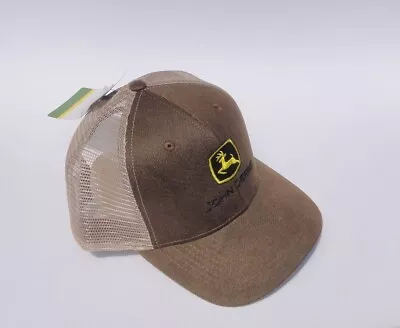 John Deere Logo Cap Brown With Tan Mesh Back Yellow/black Logo Nwt • $42.95