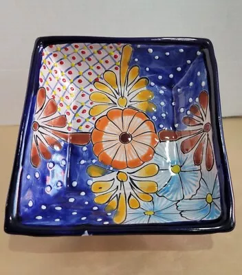 Mexican Talavera Style Pottery Colorful Square Serving Baking Dish 7  • $15.95