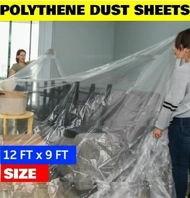 2x Strong Large Polythene Dust Sheet Decorating Painting Cover Waterproof 9x12 • £3.29