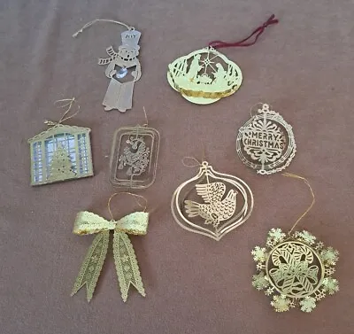 Vintage Brass Christmas Ornaments Mixed  Lot 8 Pc • $15