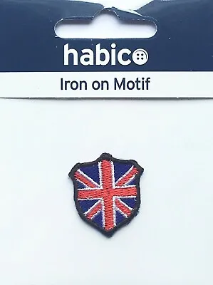 Habico Small Union Jack Shield Plaque Iron-On Motif Patch Child Or Adult • £3.49