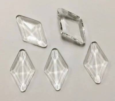 12 VINTAGE GERMAN GLASS CRYSTAL 18x10mm KITE SHAPE FACETED CABOCHON PLAQUES 4525 • $2.24